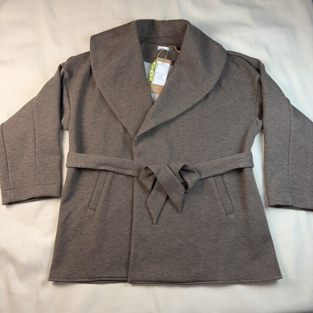 NWT OGL Belted Shawl Collar Robe Jacket XS Fuzzluxe Minimalist Capsule Brown